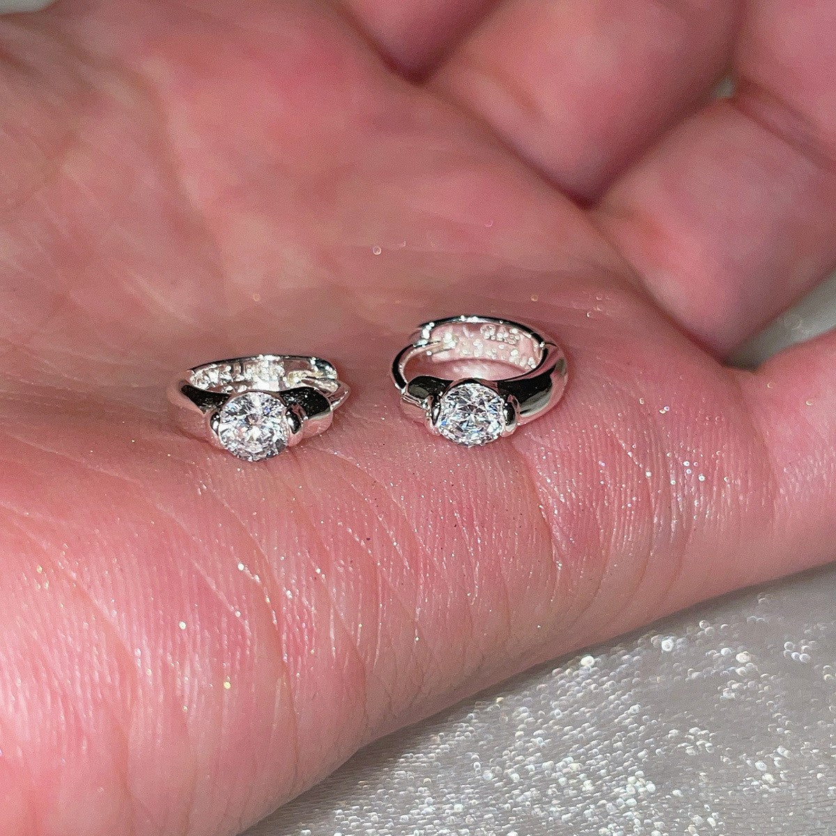 A관 - 원형 큐빅 925 은침 링 귀걸이 [EH-3522.SJ] 25.12-2