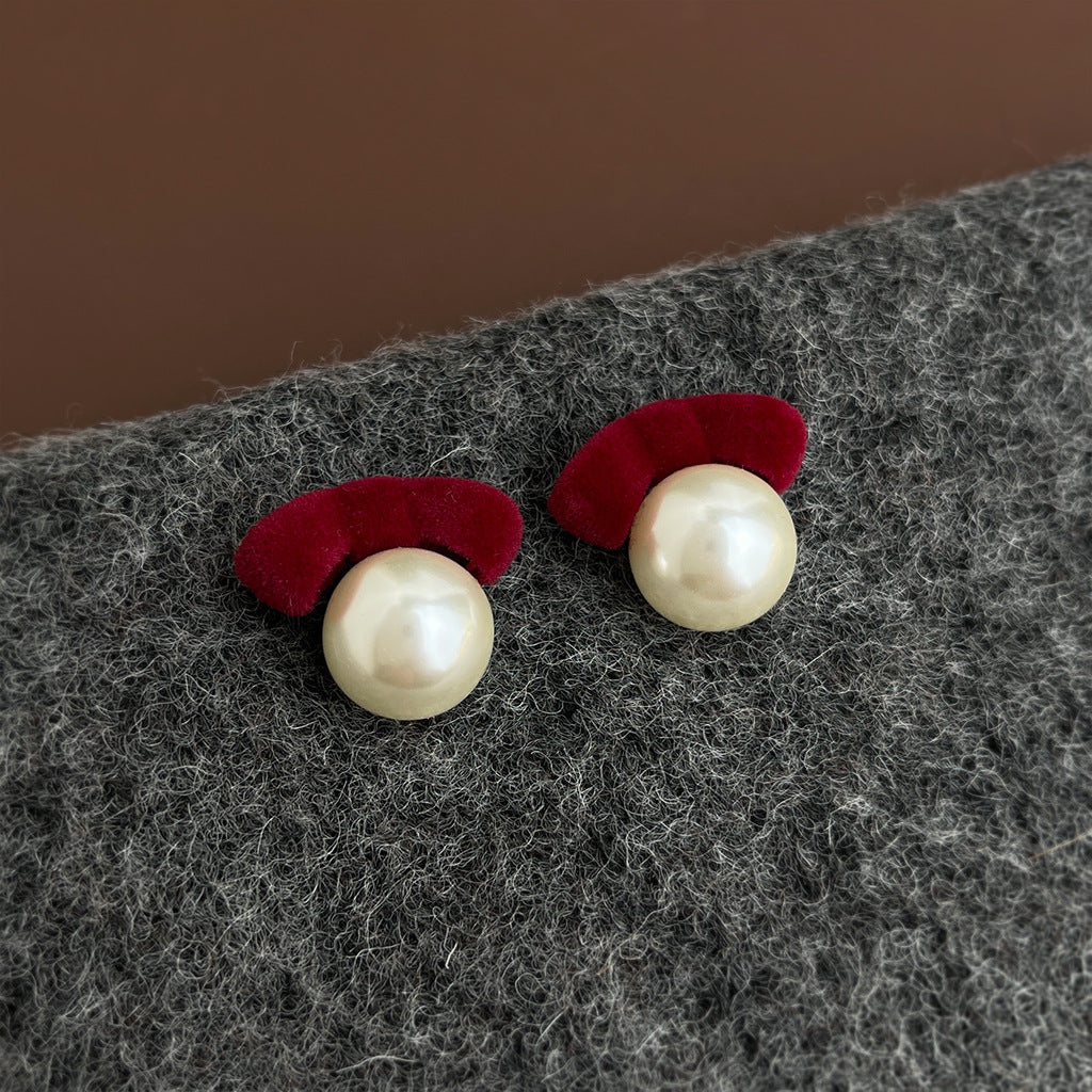 C관 - 벨벳 리본 진주 925 은침 귀걸이 [7134-7135] 25.11-3