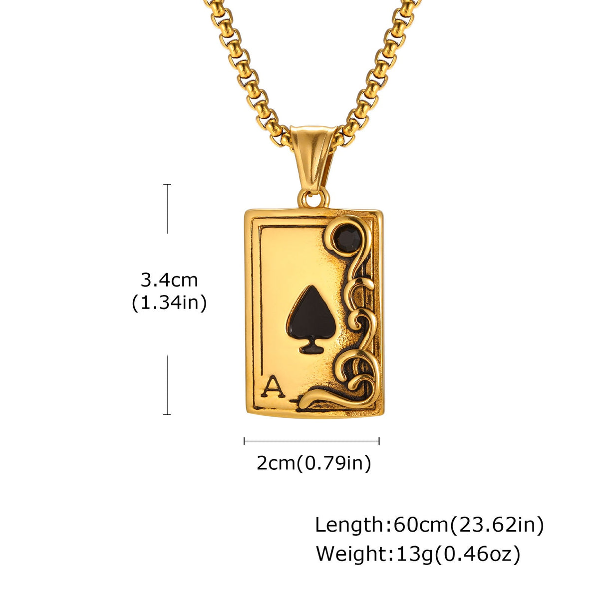 G관 - 스테인리스 스틸 포커 스페이드 A 펜던트 목걸이 [PN-2317S] 25.12-3