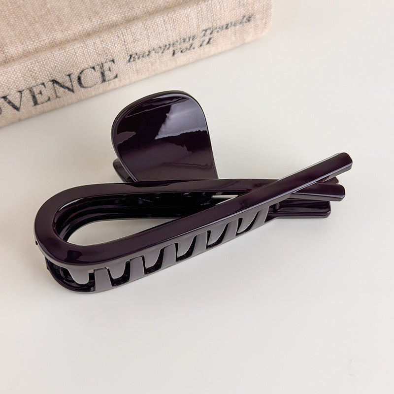 E관 - 초콜릿 브라운 리본 디자인 집게핀 [27614] 25.10-5