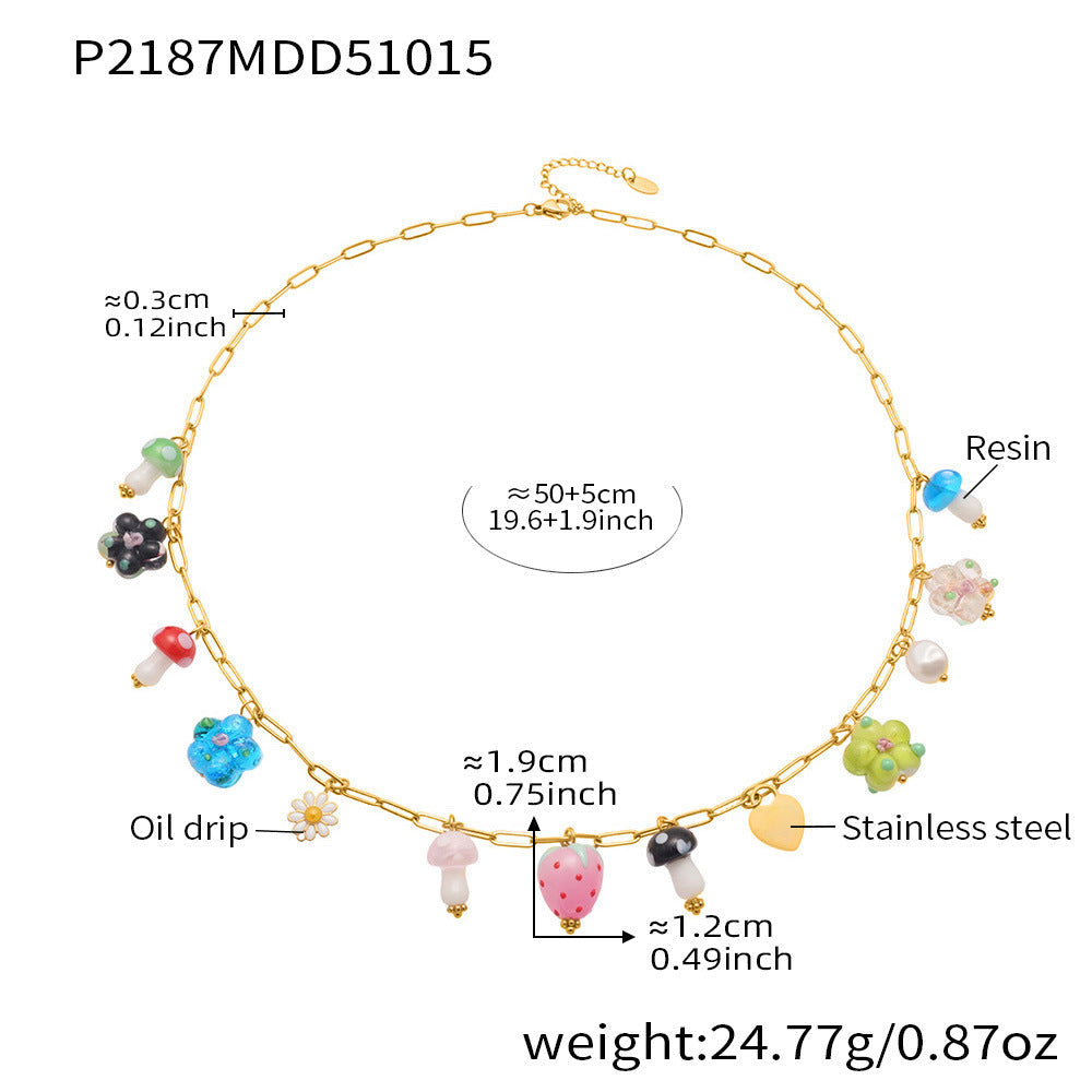 D관 - 스테인리스 스틸 나비 큐빅 레진 에나멜 펜던트 목걸이 [P2183] 25.10-4