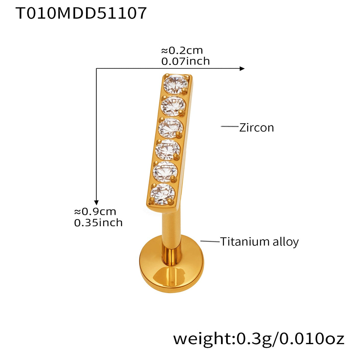 D관 - 티타늄 합금 스틸 입술용 단품 피어싱 [T009] 25.11-2