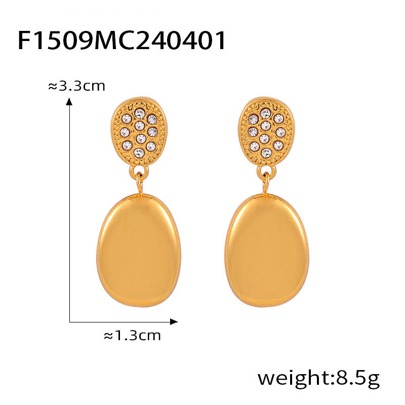 D관 - 레트로 기하학 큐빅 티타늄 스틸 도금 변색 방지 귀걸이 [F1509] 24.04-2