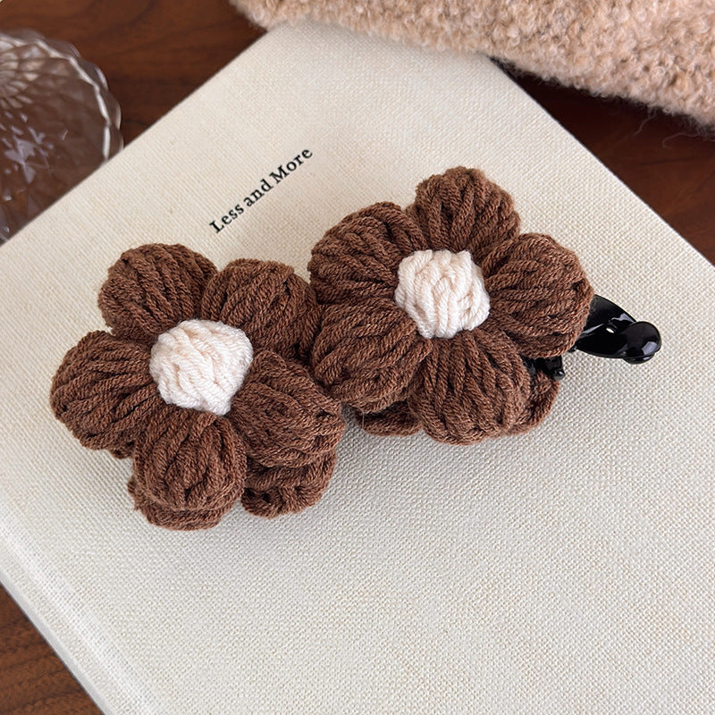 E관 - 레트로 니트 투 플라워 집게핀 [27628] 25.11-1