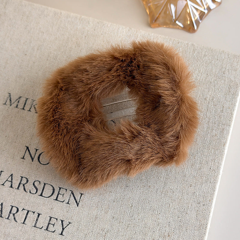 E관 - 퍼 소재 타원형 호피무늬 대형 집게핀 [26154] 25.11-1