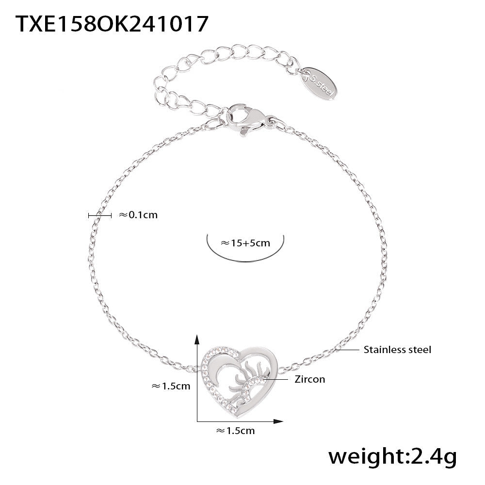 D관 - 스테인리스 스틸 큐빅 선 달 펜던트 목걸이 팔찌 [TXP158-TXE158] 24.10-4