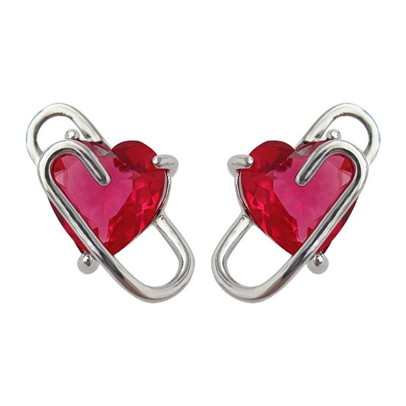 C관 - 미니 큐빅 하트 디자인 핀형 유니크 인스타 감성 귀걸이 [3649] 24.03-3