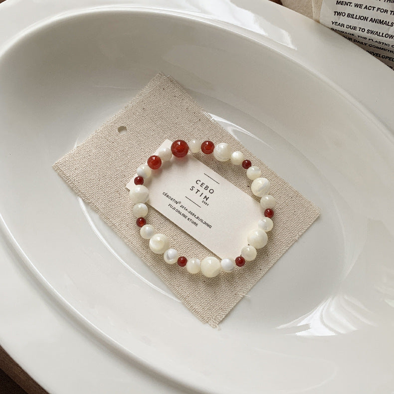 A관 - 레드 마노 칼세도니 비즈 925 실버 팔찌 [1517-1518] 25.11-3