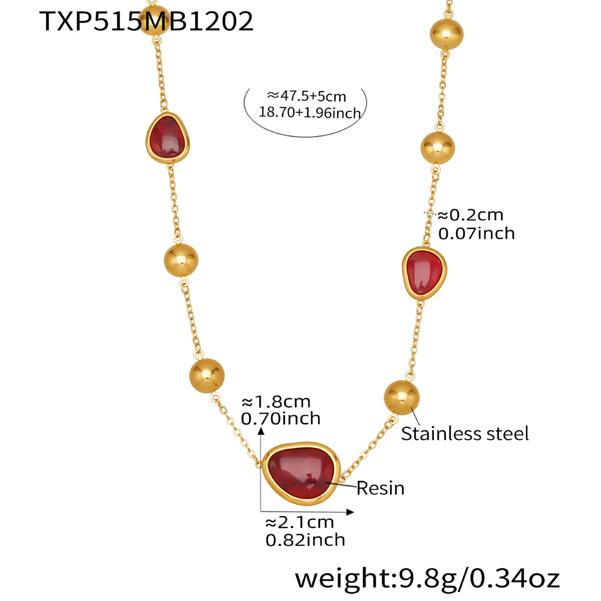 D관 - 컬러 레진 큐빅 하트 18K 도금 스테인리스 스틸 목걸이 팔찌 [TXP515] 25.12-2