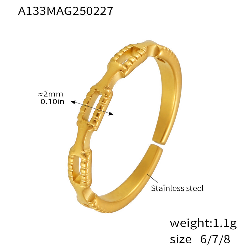D관 - 18K PVD 도금 디자인 스테인리스 스틸 반지 [A849] 25.03-2