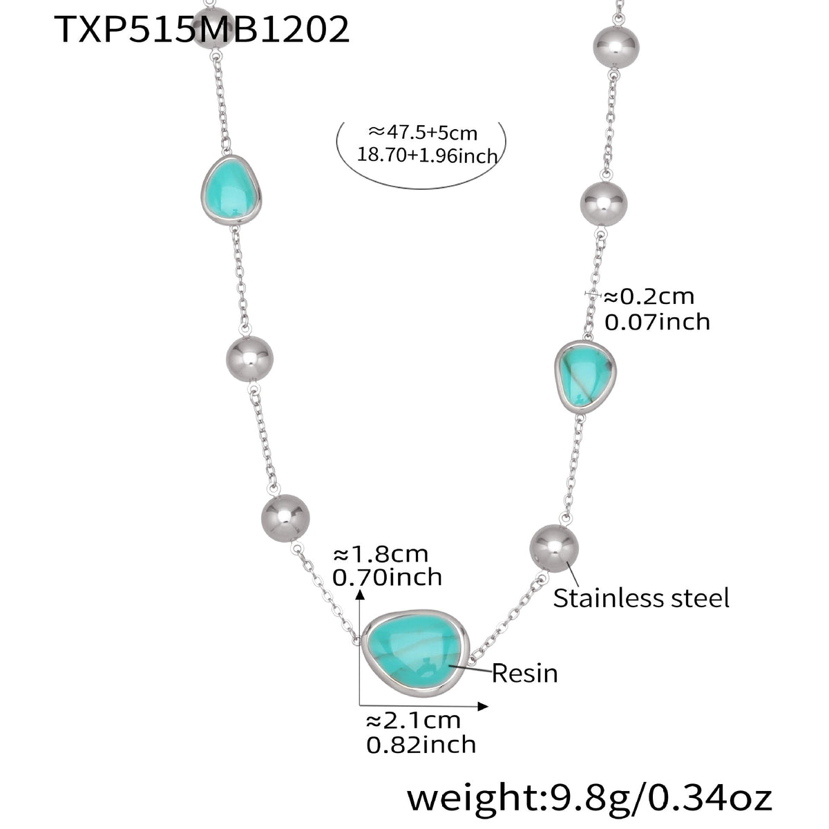 D관 - 컬러 레진 큐빅 하트 18K 도금 스테인리스 스틸 목걸이 팔찌 [TXP515] 25.12-2