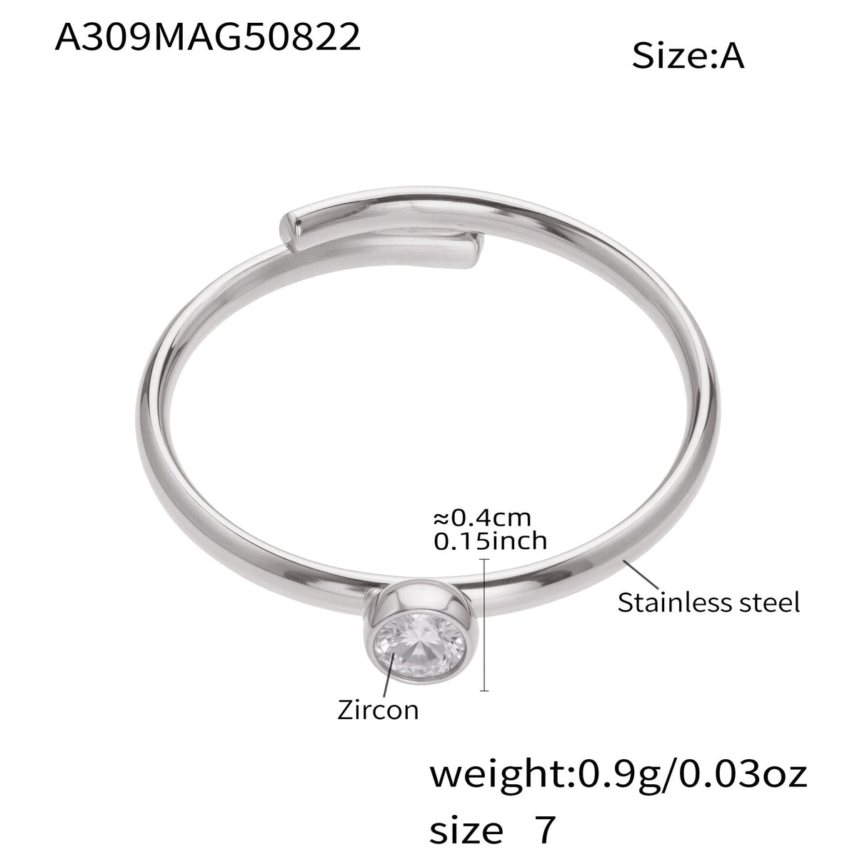 D관 - 큐빅 스테인리스 스틸 18K 골드 도금 반지 [A309-A312-A313] 25.09-4