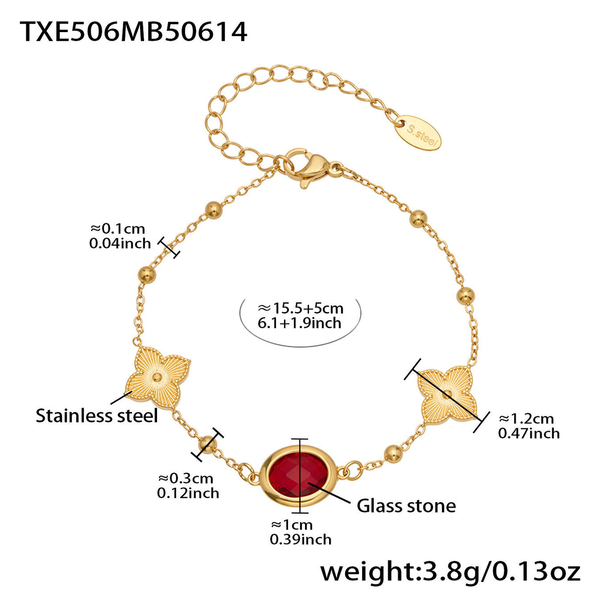 D관 - 스테인리스 스틸 타원형 컷팅 글라스 스톤 18K도금 목걸이 팔찌 귀걸이 [TXP506] 25.12-1