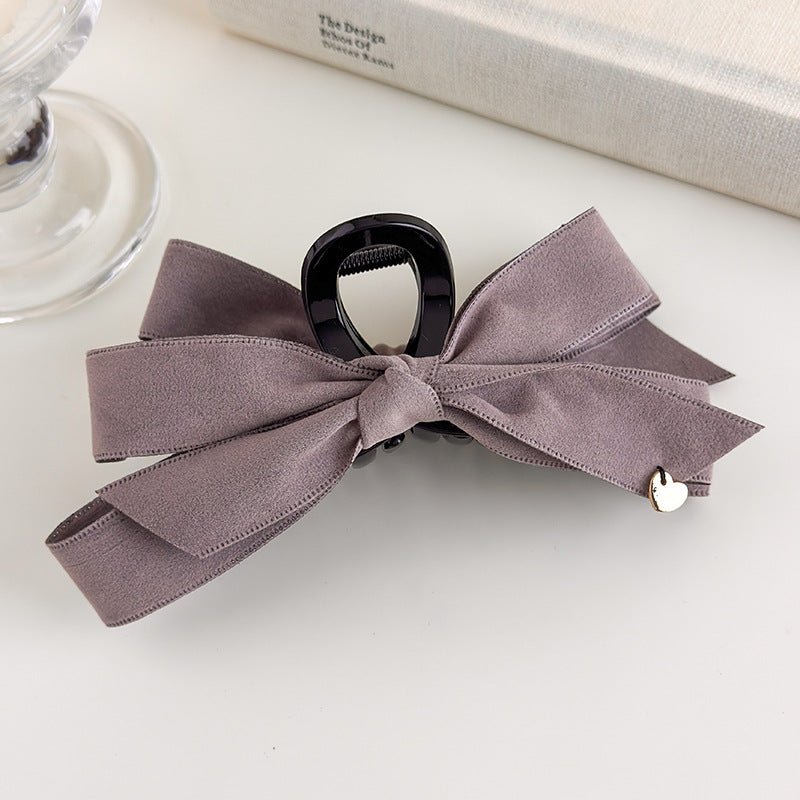 E관 - 벨벳 리본 골드 하트 포인트 대형 집게핀 [27560] 25.10-2