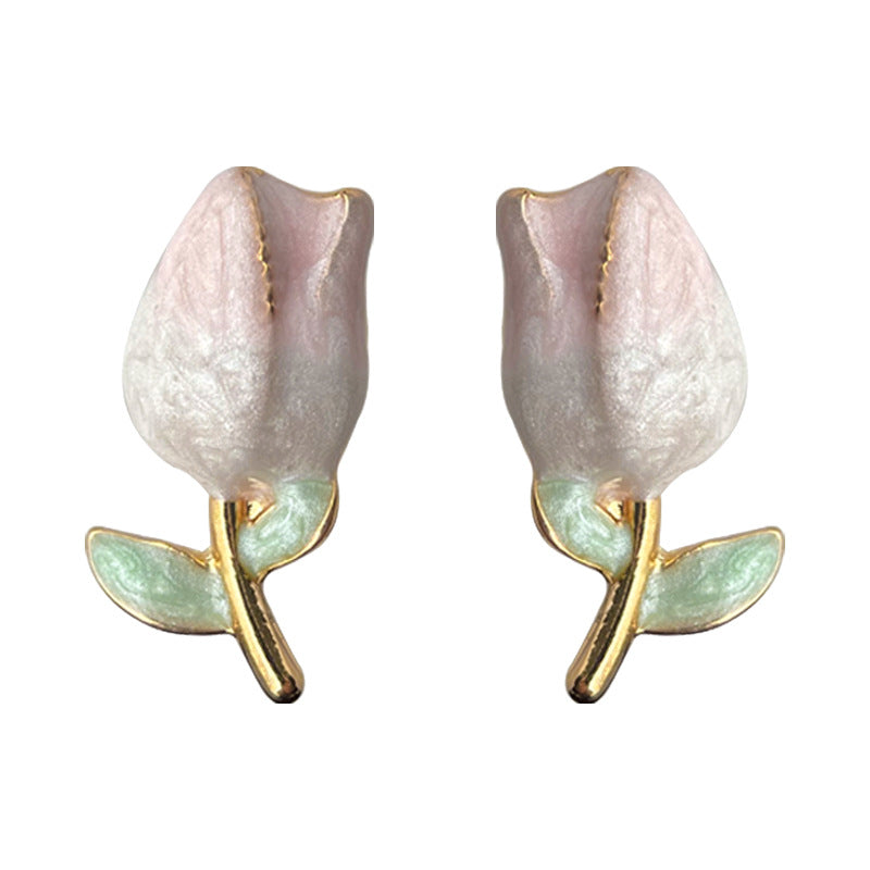 C관 - 숲 속 스타일 점점 변화하는 튤립 14K 도금 은침 귀걸이 [4420] 24.06-4