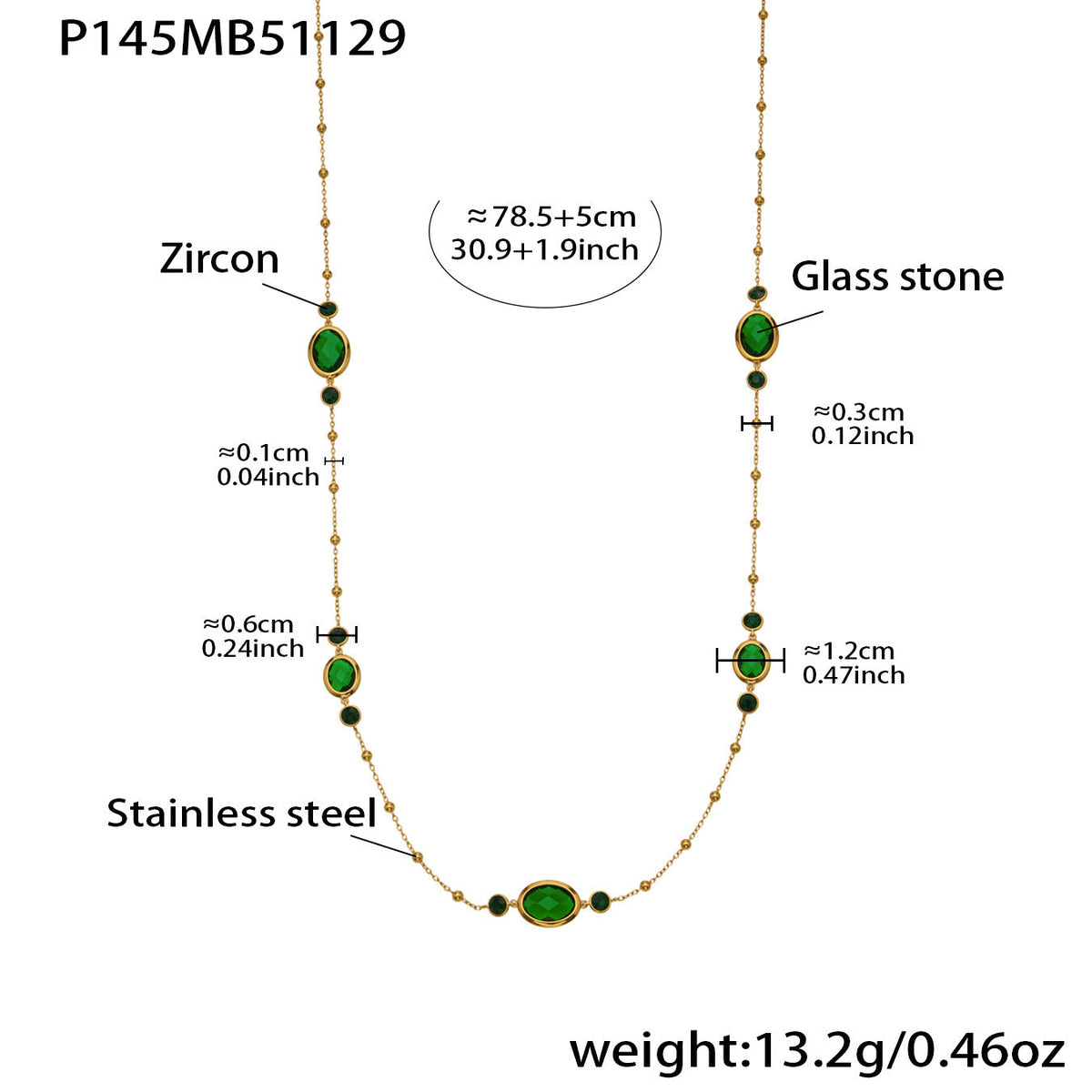 D관 - 스테인리스 스틸 타원형 컷팅 글라스 스톤 18K도금 목걸이 팔찌 귀걸이 [TXP506] 25.12-1