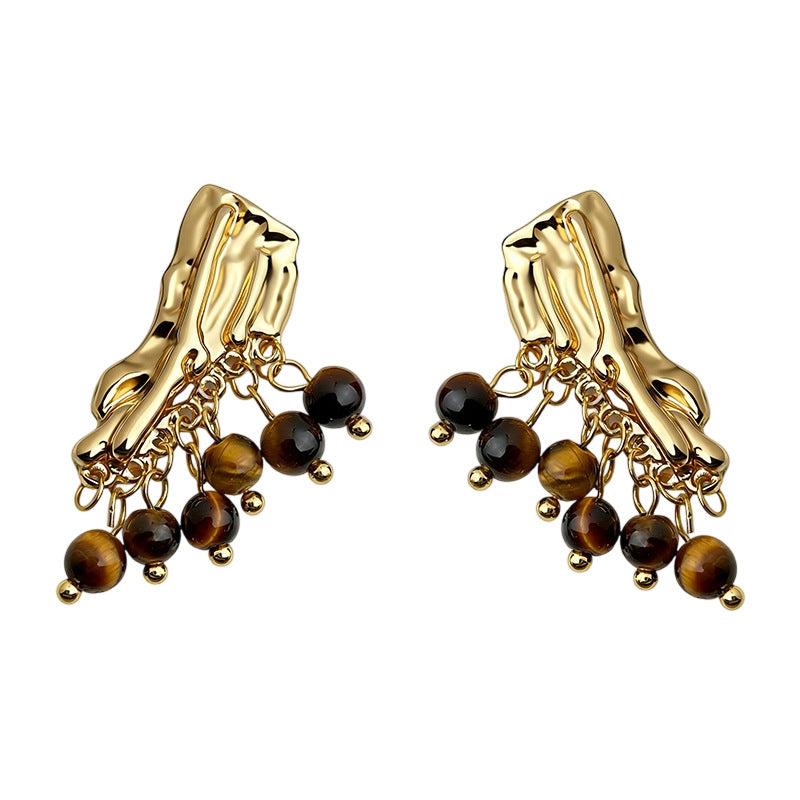 C관 - 나무 디자인 호안석 핸드메이드 925 은침 귀걸이 [7212] 25.12-2