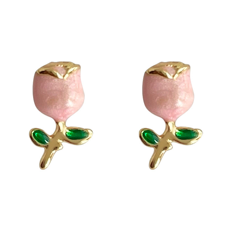 C관 - 14K 도금 장미 모티프 심플 귀걸이 [4215] 24.06-2