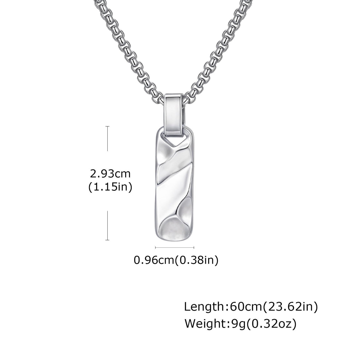 G관 - 입체 직사각 펜던트 스테인리스 스틸 목걸이 [PN-2272] 25.12-2