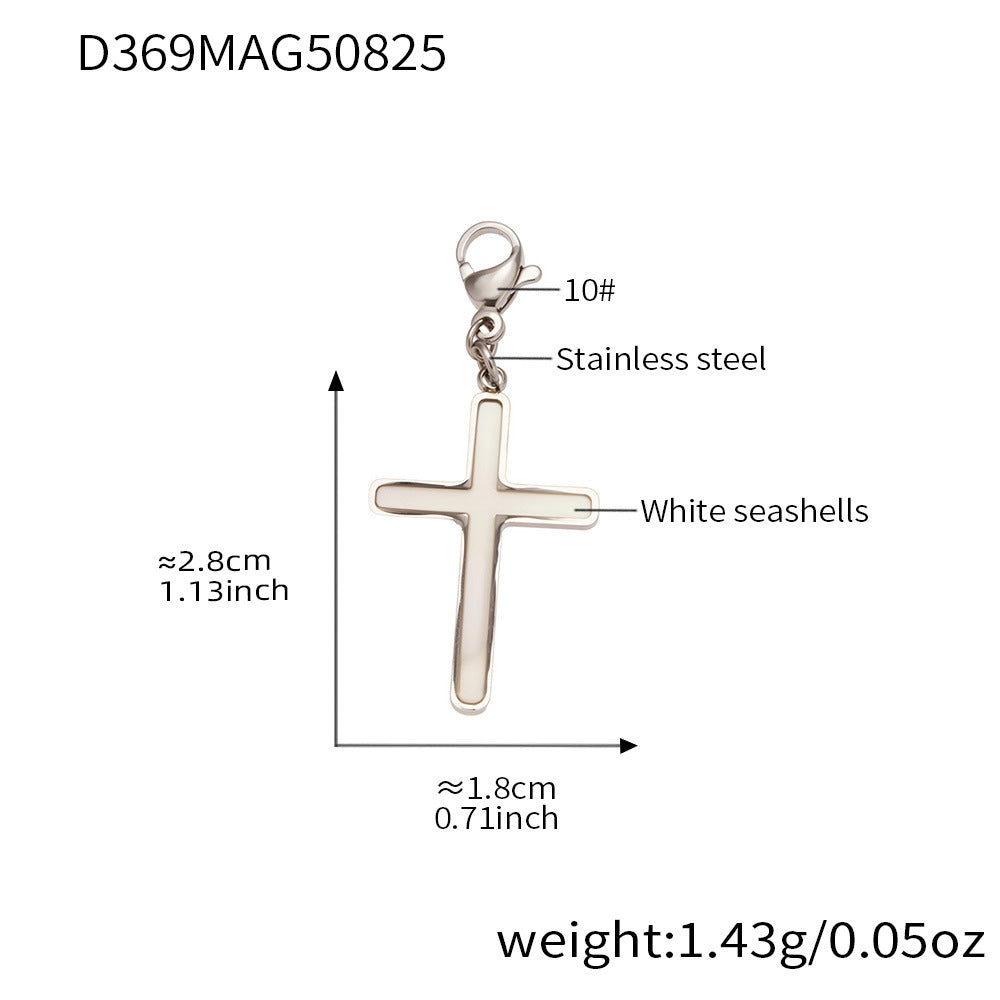 D관 - 스테인리스 스틸 18K 도금 자개 십자가 펜던트 반지 귀걸이 [TXA365-TXF365-D369] 25.08-5