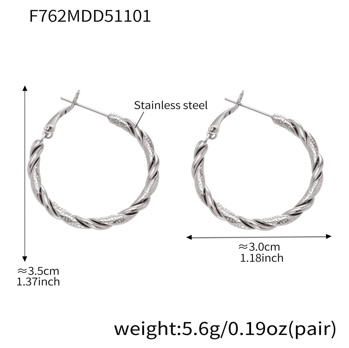 D관 - 스테인리스 18K 도금 레이어 하트 트위스트 귀걸이 [F753] 25.11-1
