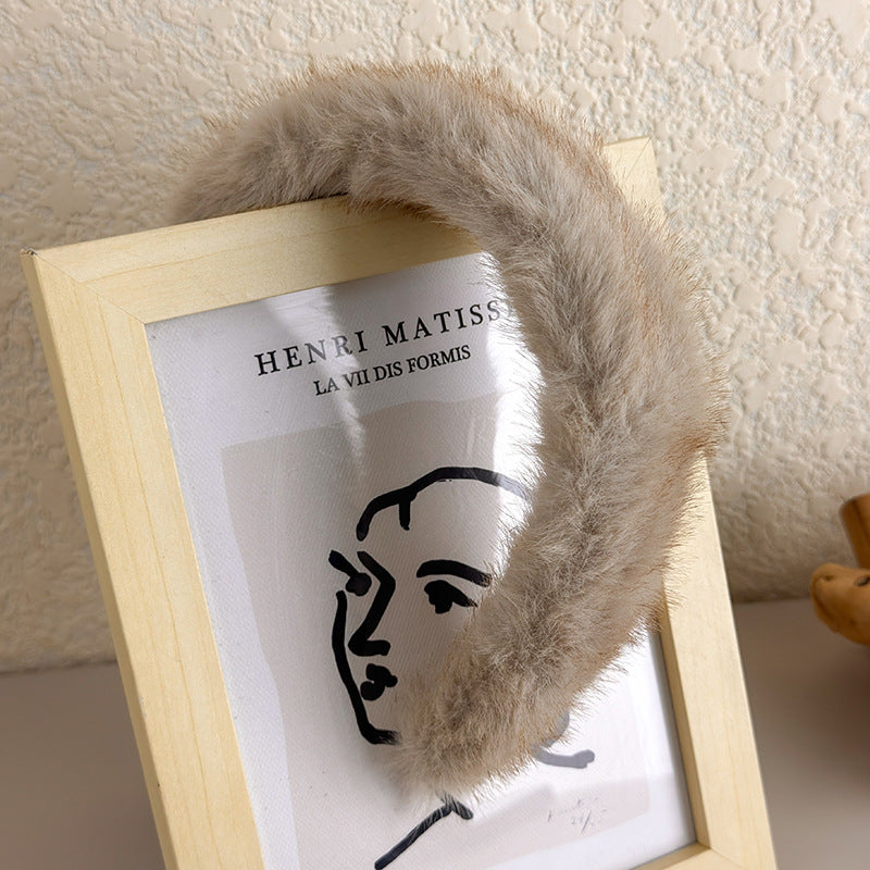 E관 - 인조 밍크 퍼 소재 볼륨 머리띠 [24297] 25.11-1