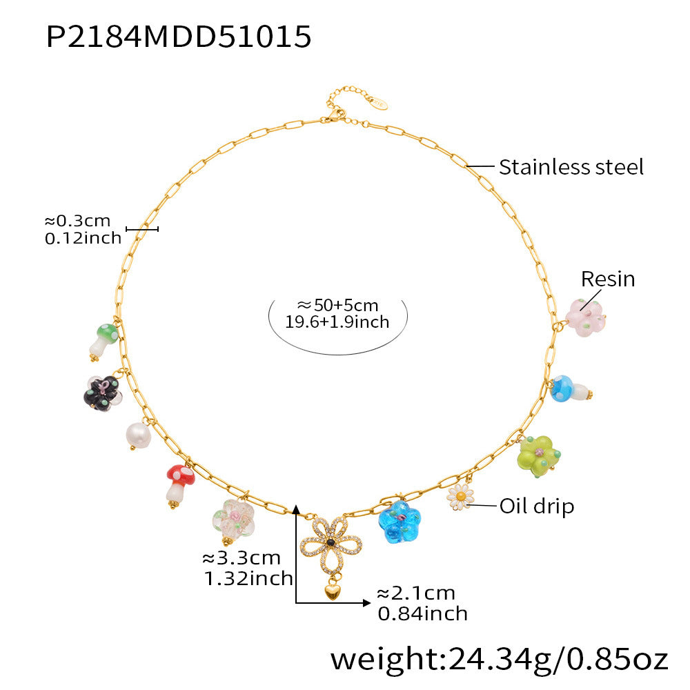D관 - 스테인리스 스틸 나비 큐빅 레진 에나멜 펜던트 목걸이 [P2183] 25.10-4