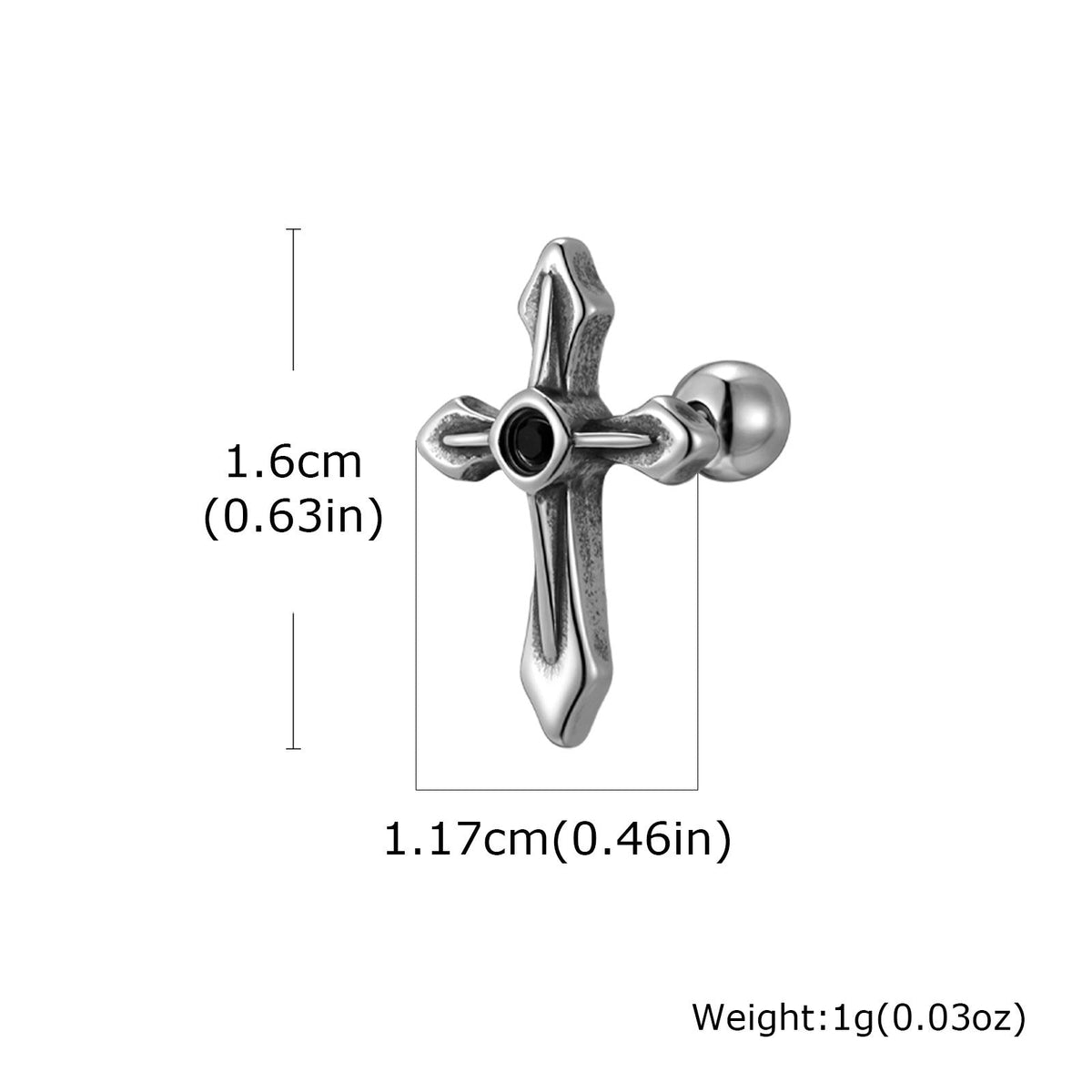 G관 - 스테인리스 스틸 십자가 피어싱 귀걸이 [ES-745] 25.12-2