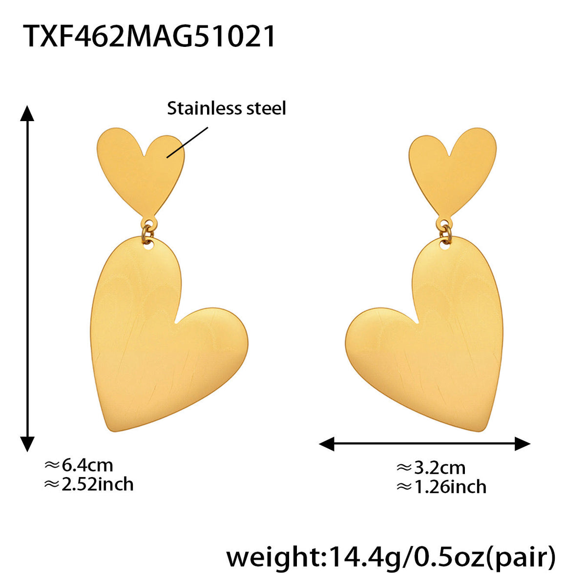 D관 - 스테인리스 18K 도금 비대칭 하트 디자인 목걸이 귀걸이 반지 [TXP462] 25.10-5
