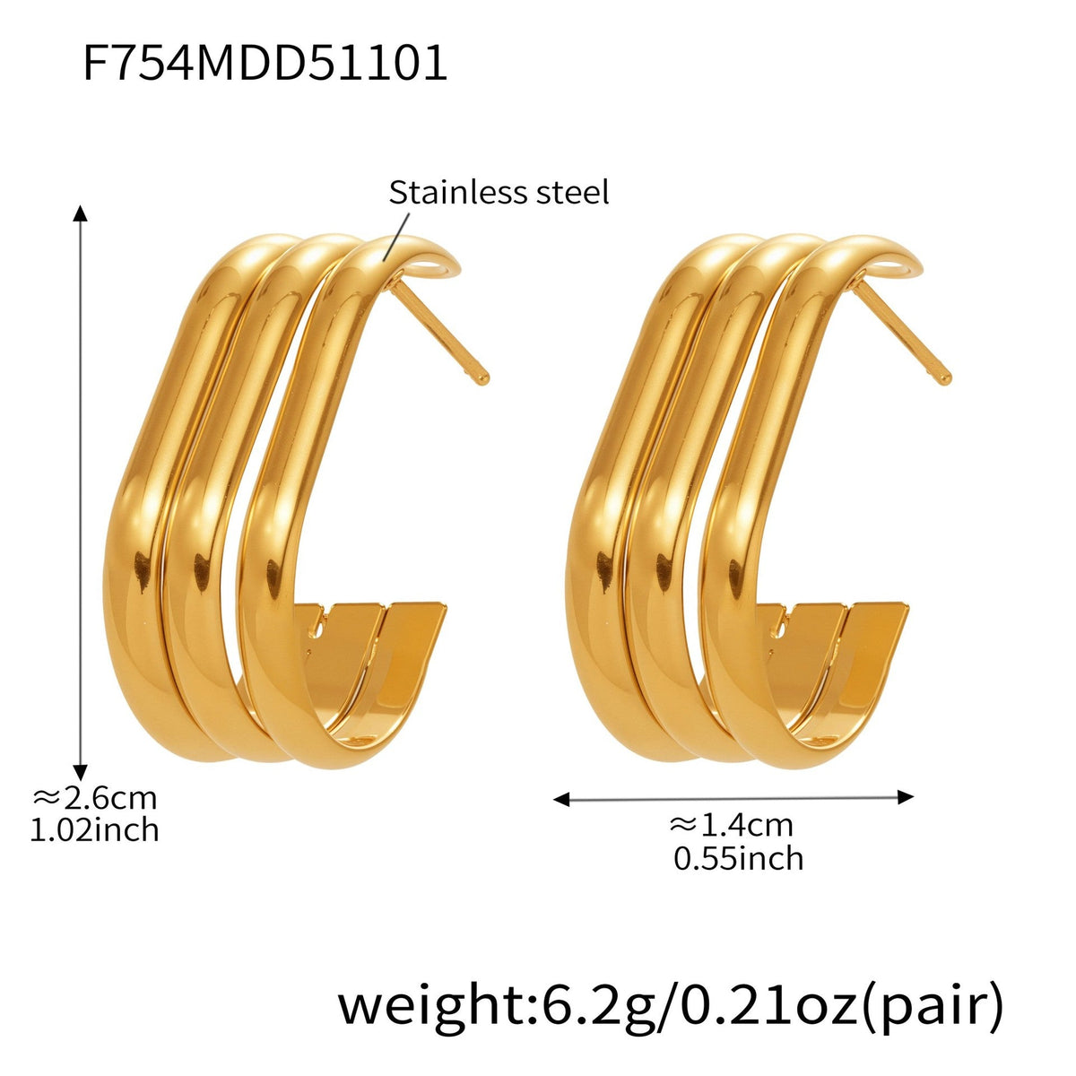D관 - 스테인리스 18K 도금 레이어 하트 트위스트 귀걸이 [F753] 25.11-1