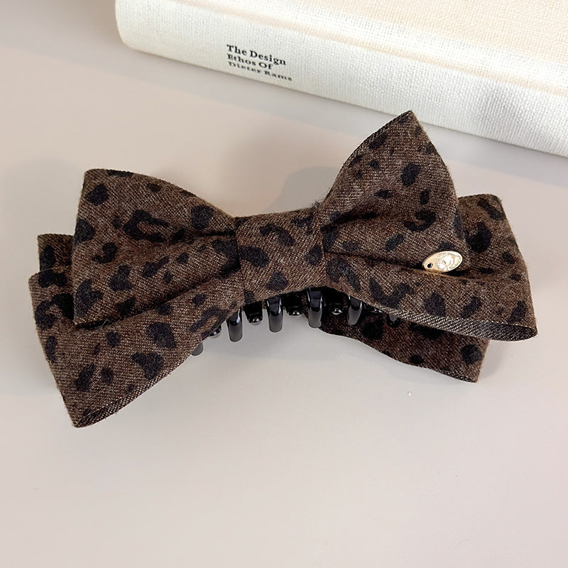 E관 - 레오파드 패턴 프린팅 리본 바나나 집게핀 [27748] 25.12-1