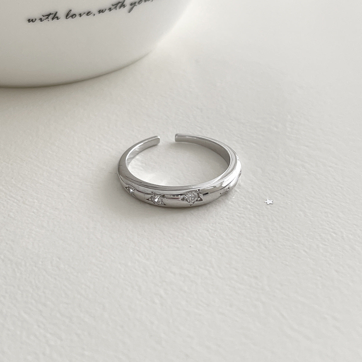 A관 - 925 실버 별 펜던트 큐빅 오픈형 반지 [JZ-0720] 25.10-5