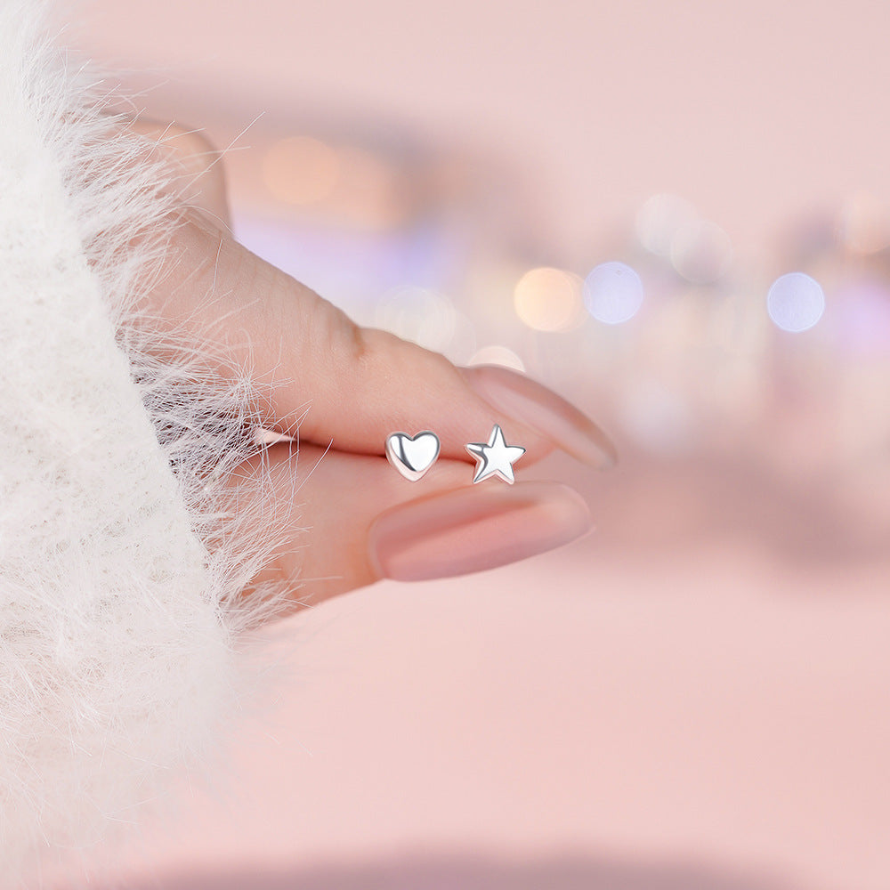 B관 - 999 실버 언밸런스 하트 별 디자인 귀걸이 [YC9001E_1] 25.11-4