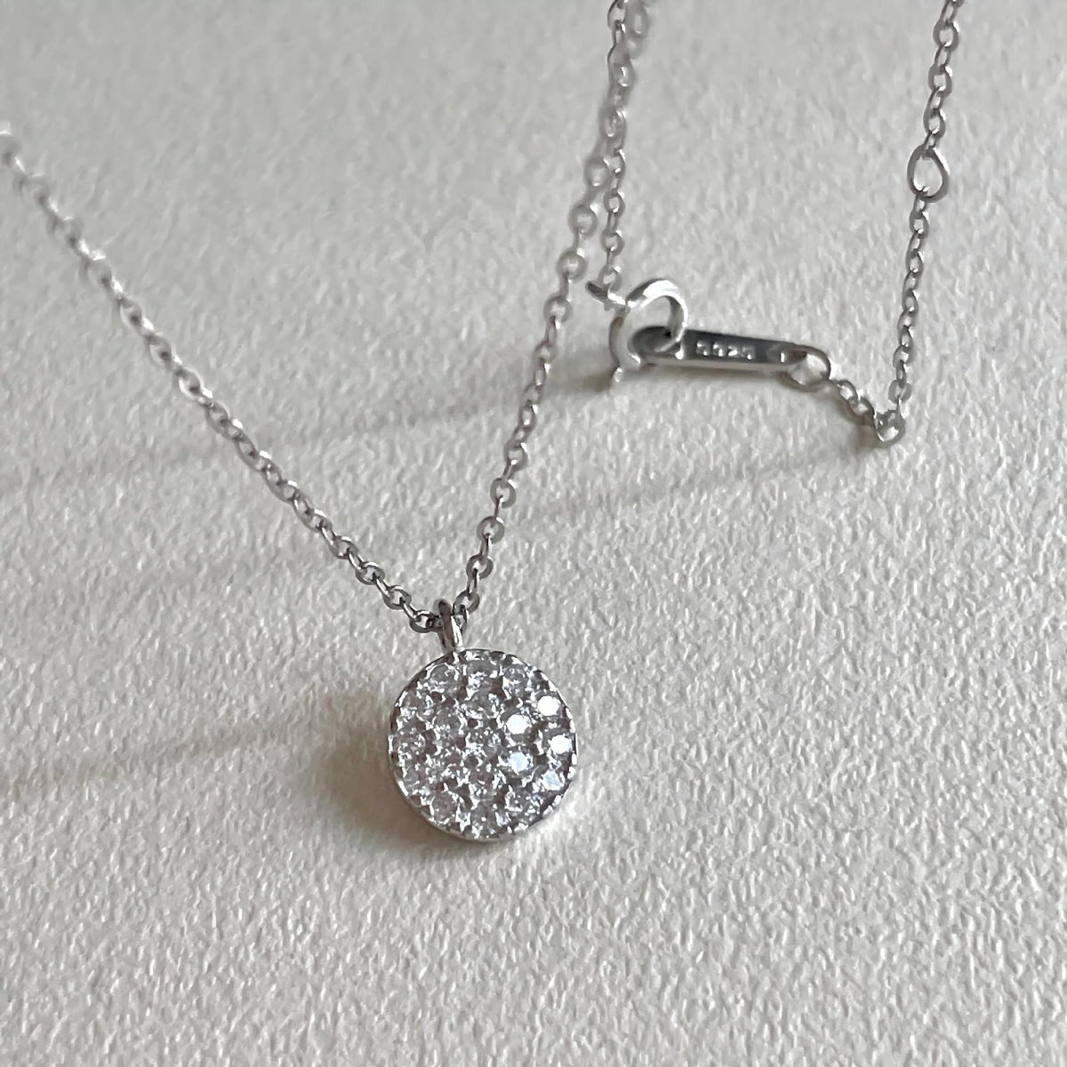 F관 - 925 실버 풀큐빅 원형 펜던트 목걸이 [B1388] 25.11-4