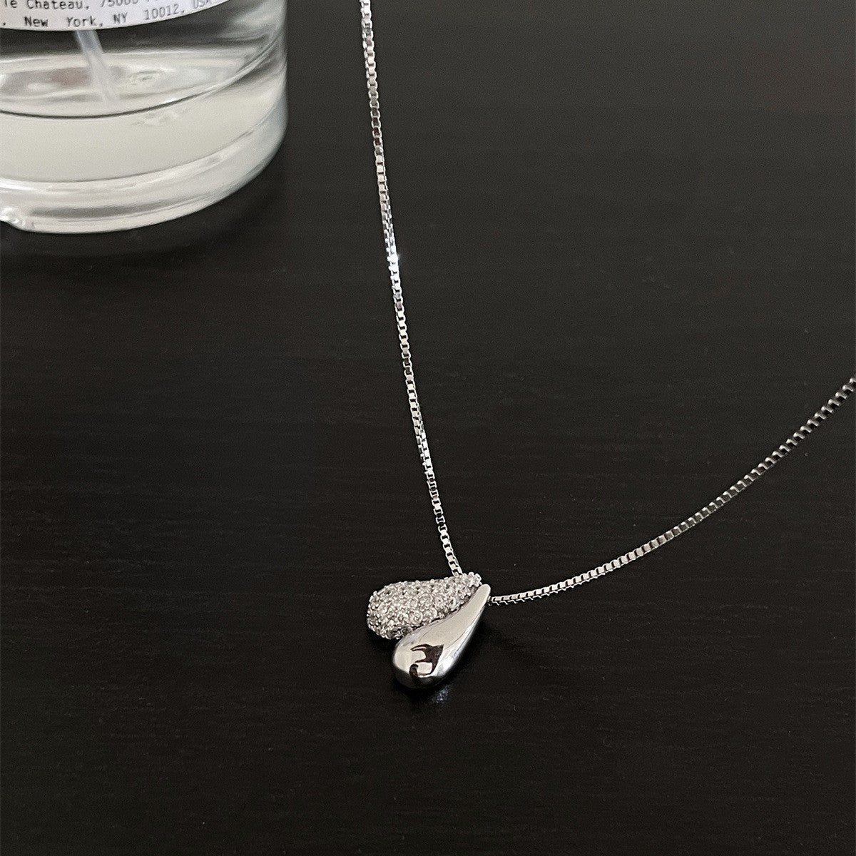 A관 - 925 실버 물방울 큐빅 하트 펜던트 목걸이 [XL-1217] 25.10-4