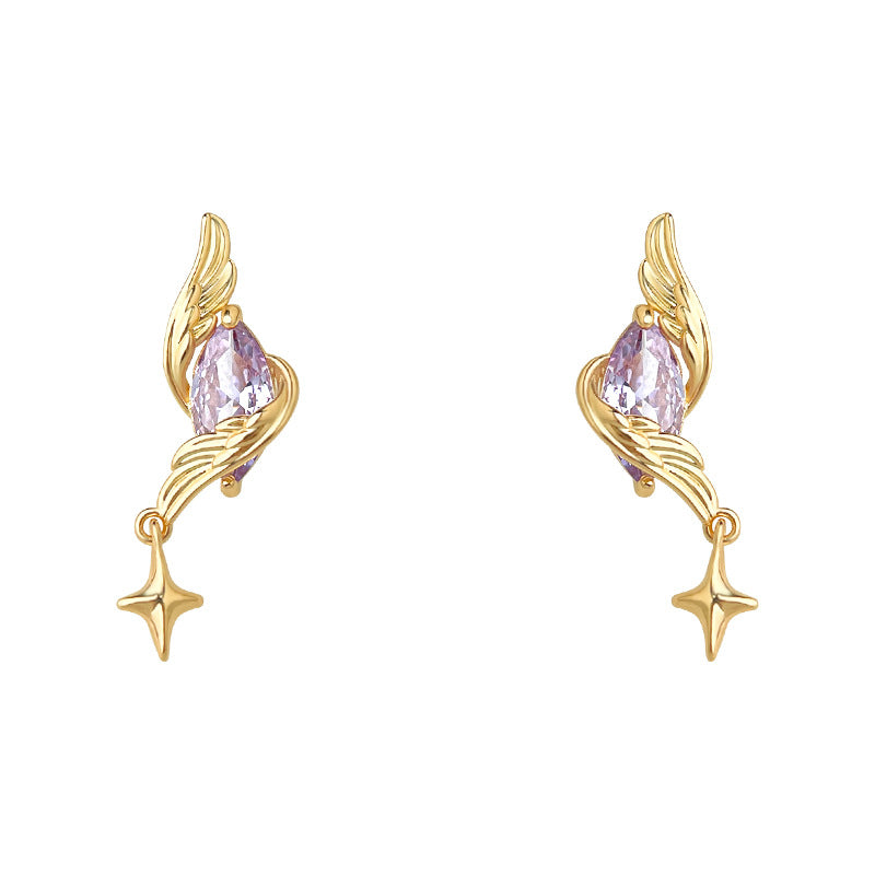 C관 - 925 은침 핸드메이드 큐빅 날개 별 디자인 귀걸이 [6918] 25.10-4