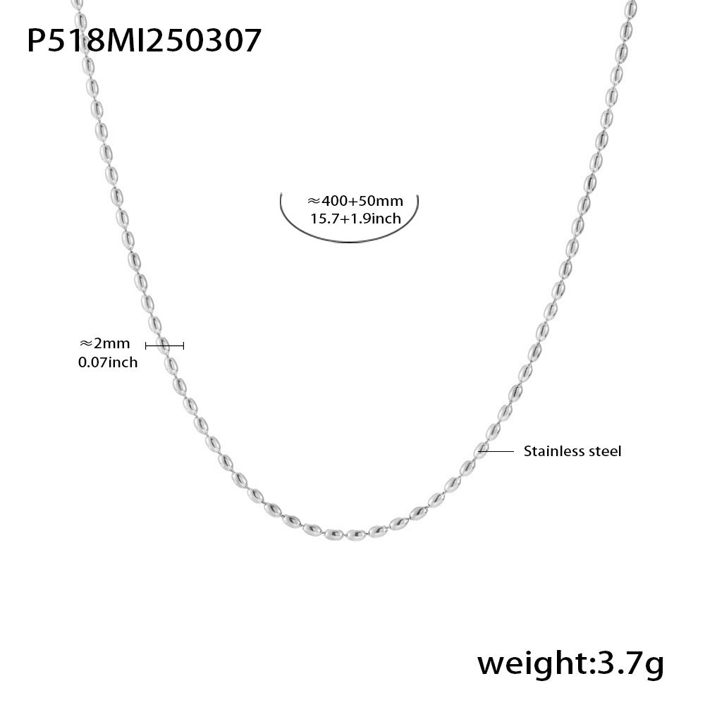 D관 - 18K PVD 도금 직사각 큐빅 레이어드 스테인리스 스틸 목걸이 [P516-P518] 25.03-2