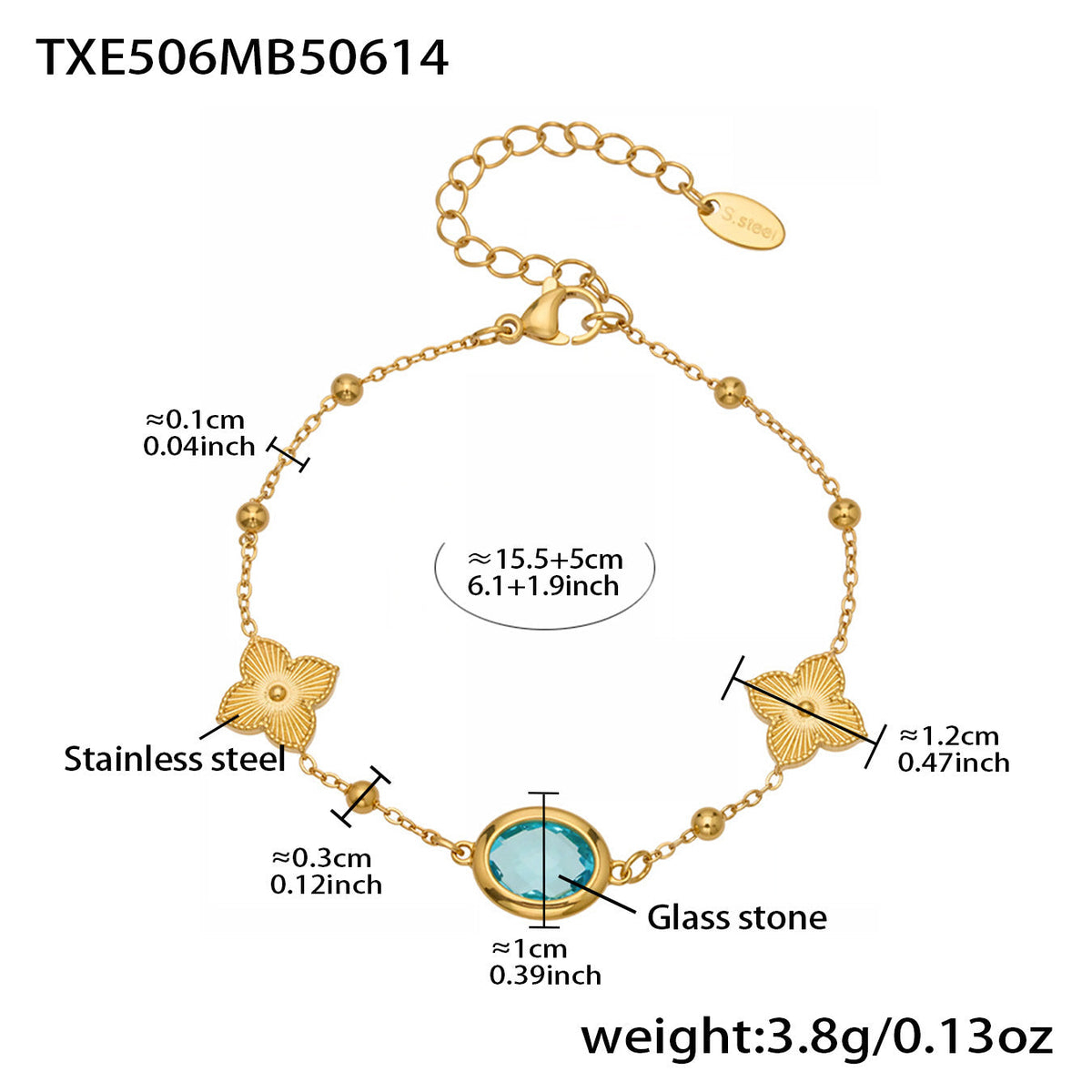 D관 - 스테인리스 스틸 타원형 컷팅 글라스 스톤 18K도금 목걸이 팔찌 귀걸이 [TXP506] 25.12-1