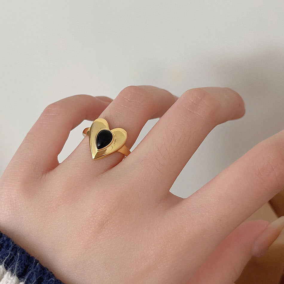 F관 - 925 실버 블랙 오닉스 하트 반지 [J1930] 25.10-2