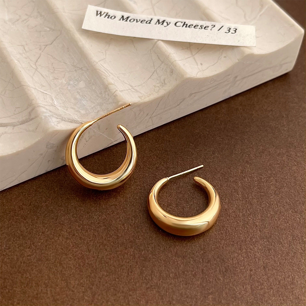 C관 - 14K 도금 925 은침 원형 귀걸이 [5366-5369] 25.02-3