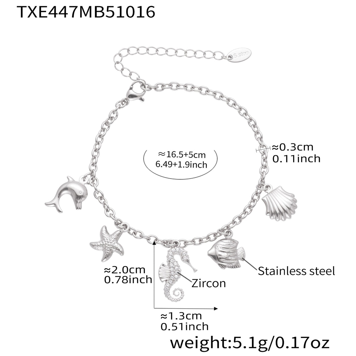 D관 - 스테인리스 스틸 해양생물 큐빅 펜던트 목걸이 팔찌 [TXP447] 25.10-4