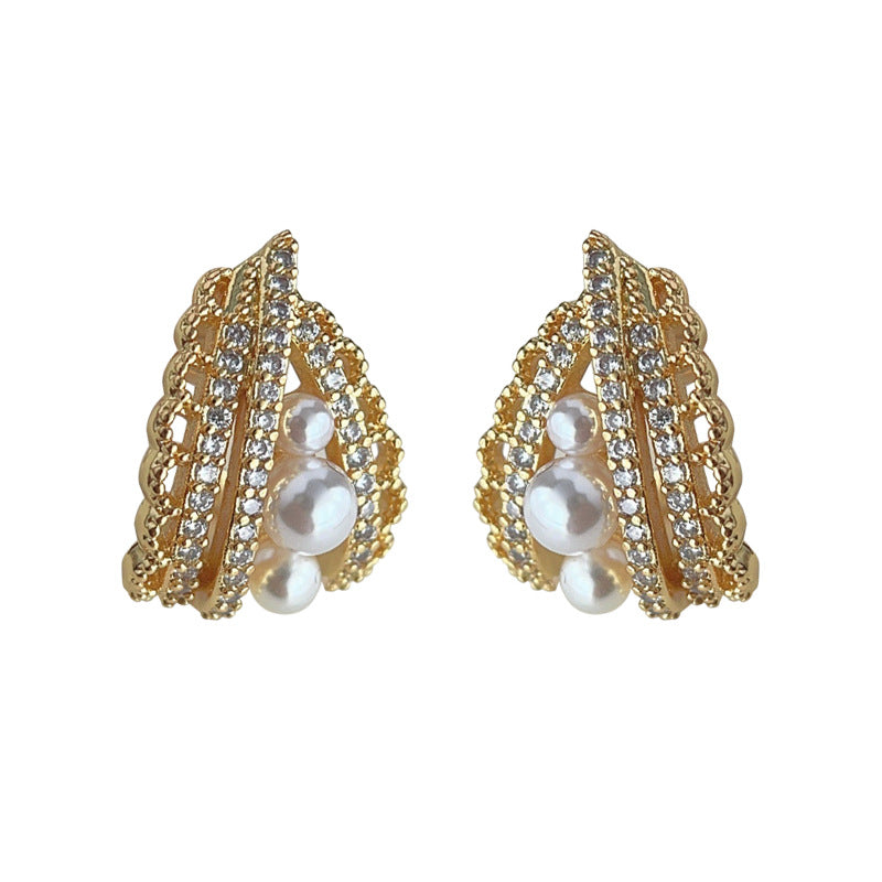 C관 - 14K 도금 물결 무늬 우아한 귀걸이 [4246] 24.06-3