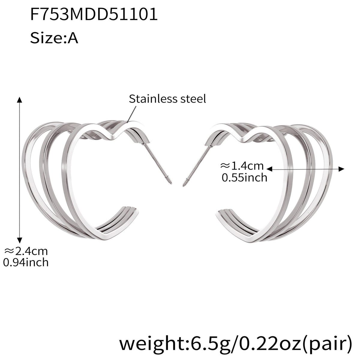 D관 - 스테인리스 18K 도금 레이어 하트 트위스트 귀걸이 [F753] 25.11-1