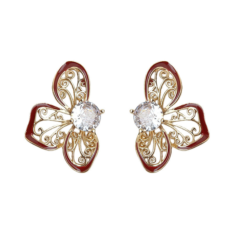 C관 - 미니 큐빅 925 은침 핸드페인팅 플라워 귀걸이 [7071] 25.11-2