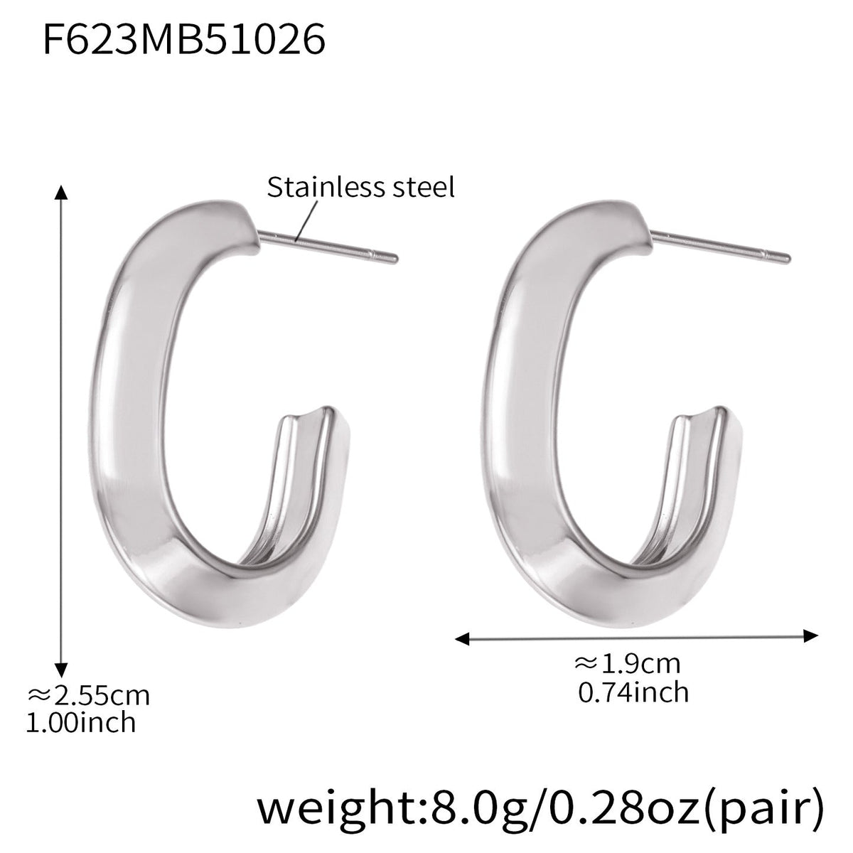 D관 - 스테인리스 18K 도금 삼각 곡면 디자인 귀걸이 [F623] 25.10-5