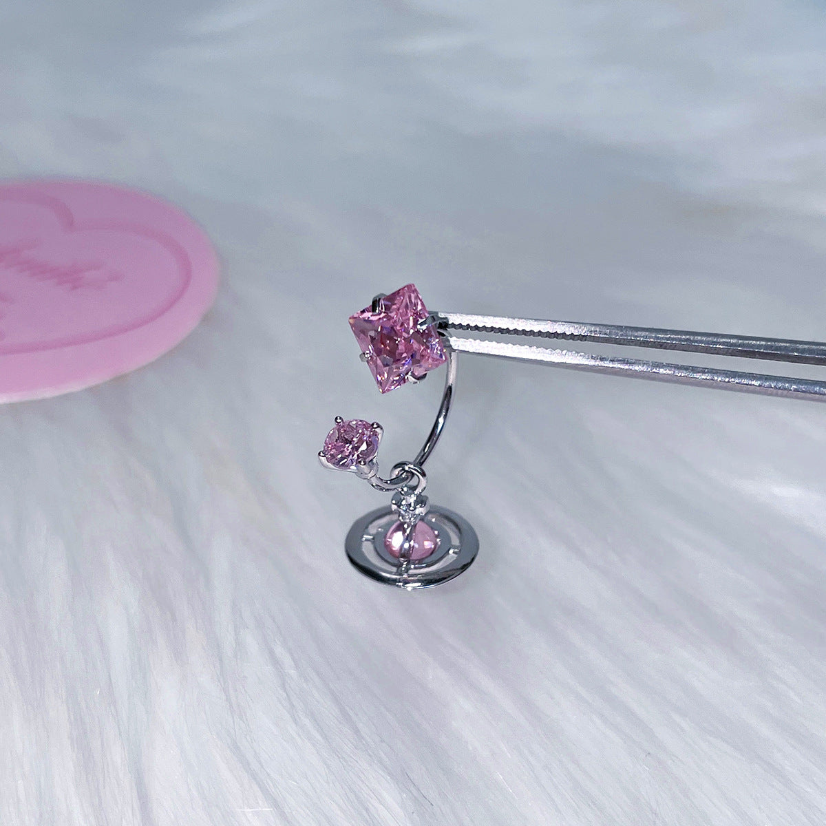 A관 - 사각 큐빅 우주 행성 펜던트 티타늄 스틸 귀걸이 [EH-4153] 25.12-2