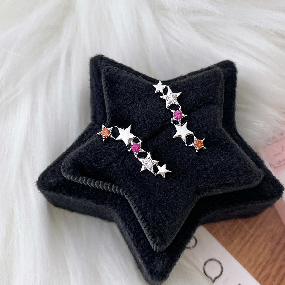 A관 - 925 은침 컬러 큐빅 별 귀걸이 [EH-4028] 25.10-2