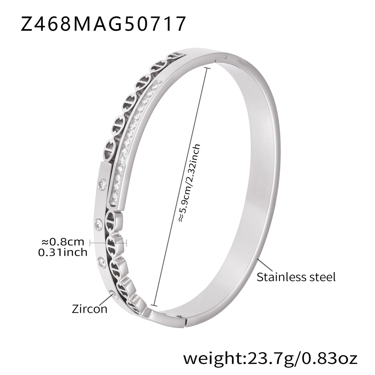 D관 - 큐빅 라인 스테인리스 스틸 18K 도금 팔찌 [Z467-Z468] 25.07-4