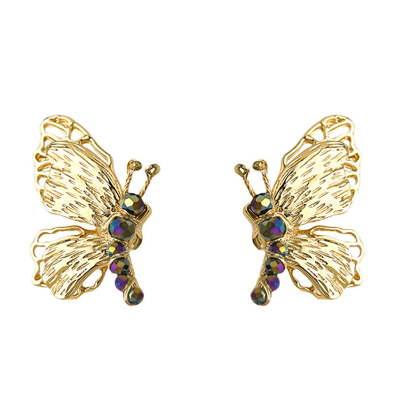 C관 - 14K 도금 핸드메이드 글래스 비즈 나비 귀걸이 [5496] 25.02-1