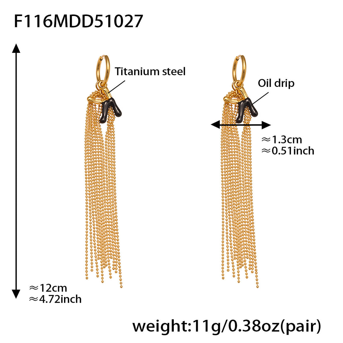 D관 - 스테인리스 18K 도금 K 이니셜 술장식 귀걸이 [F116] 25.10-5